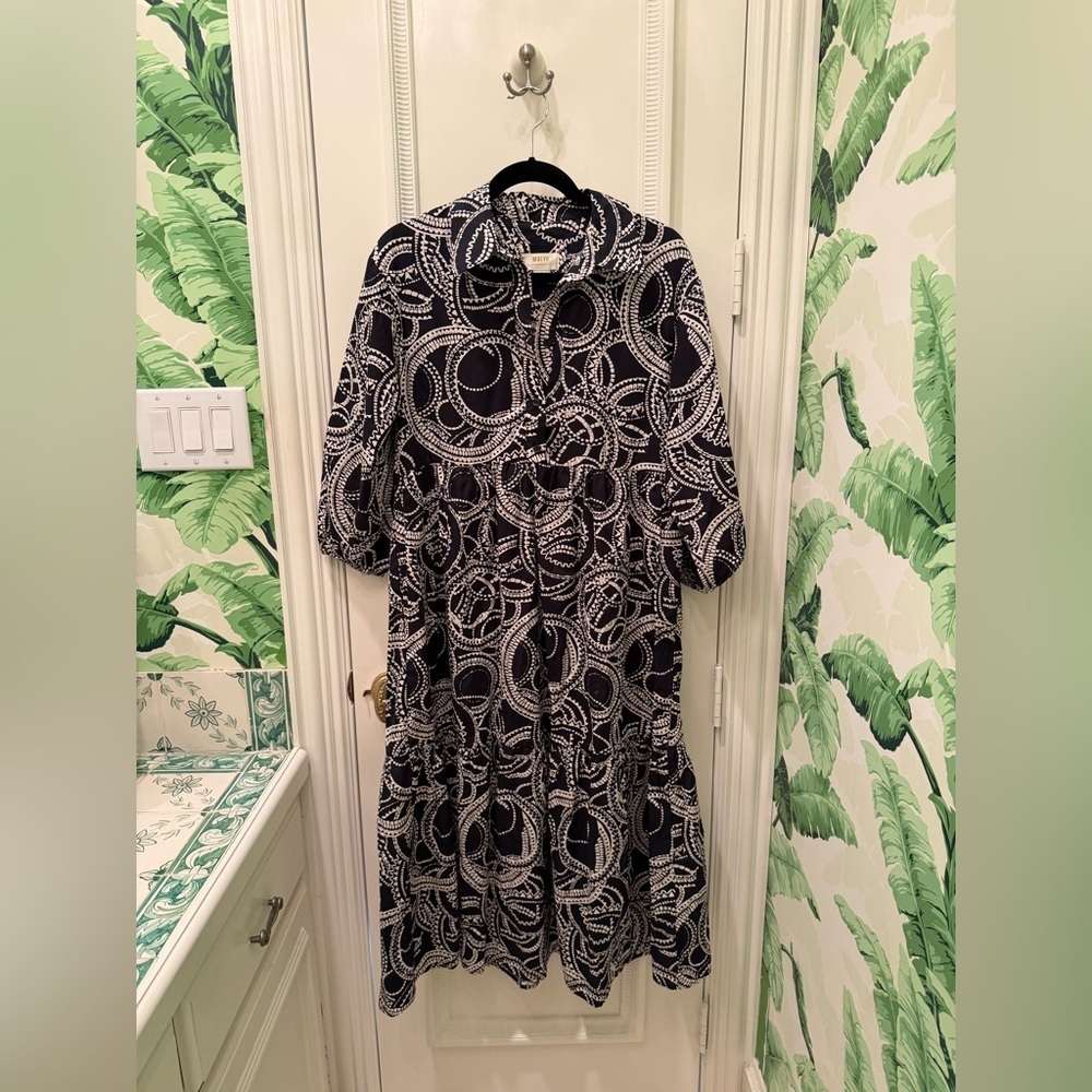 Anthropologie Maeve The Bettina Tiered Midi Dress Shirtdress Black Size S - Picture 4 of 7